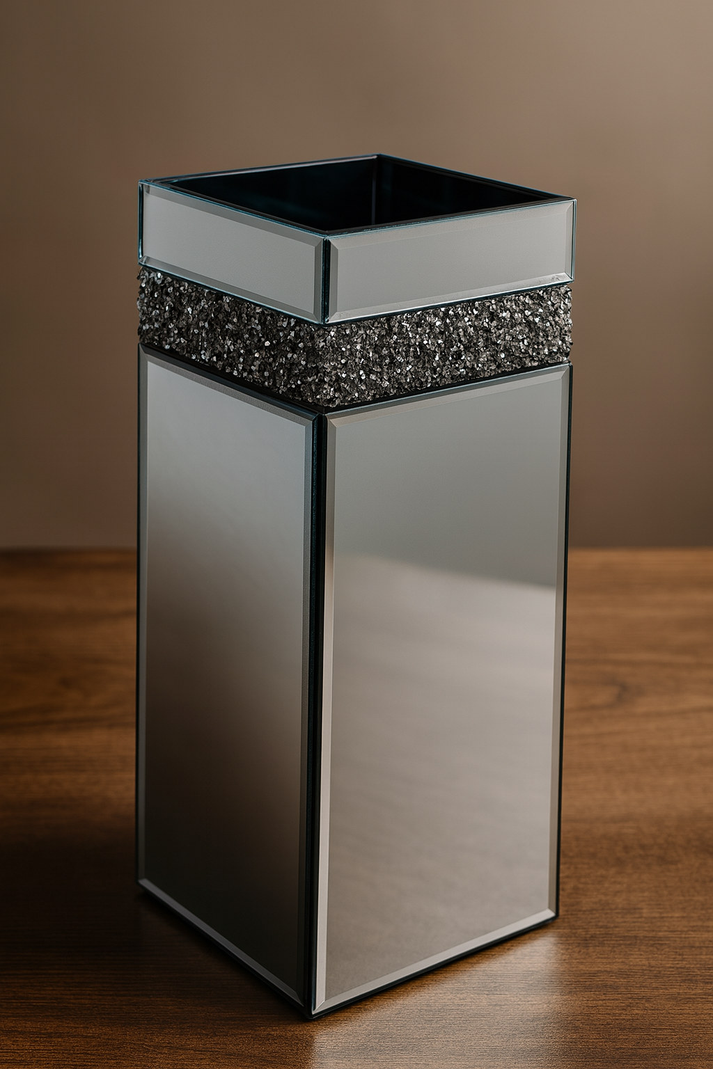 Luxury Mirrored Crystal Vase – Modern Decorative Table Accent