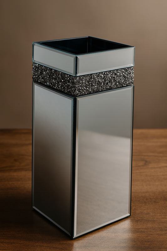 Luxury Mirrored Crystal Vase – Modern Decorative Table Accent