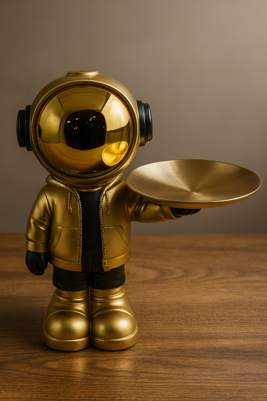 Luxury Astronaut Figurine with Tray – Modern Home & Office Decor