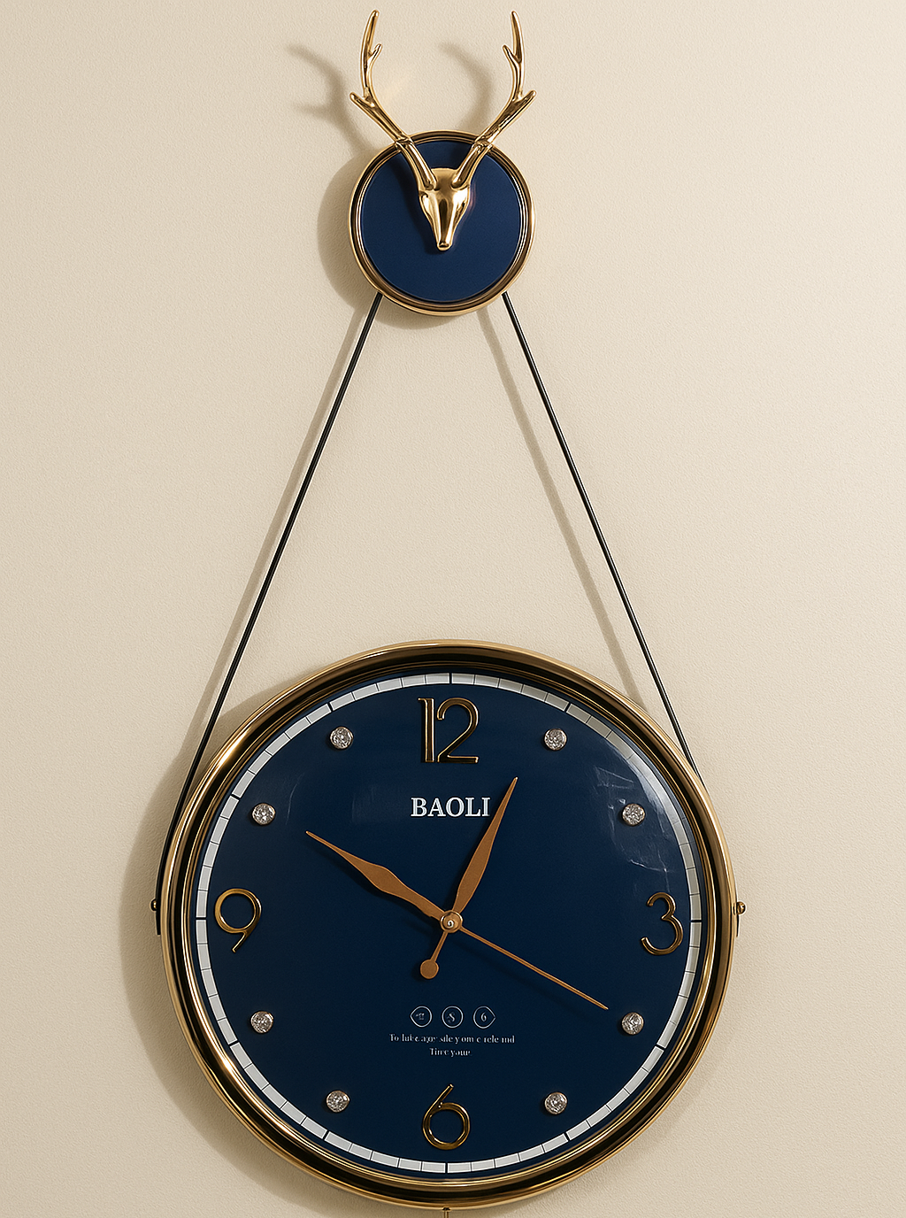 Luxury Wall Clock with Golden Deer Antlers – BAGHE Design
