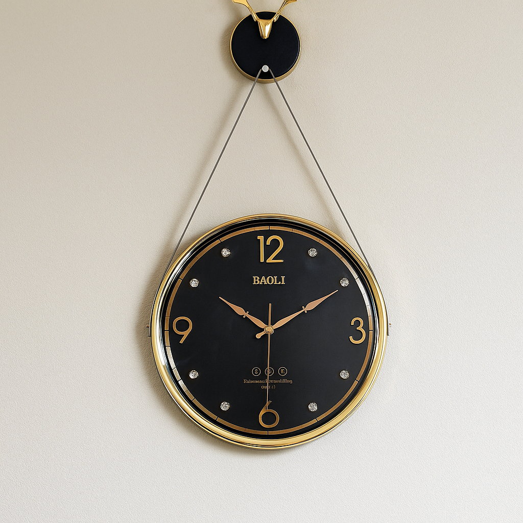 Luxury Wall Clock with Golden Deer Antlers – BAGHE Design