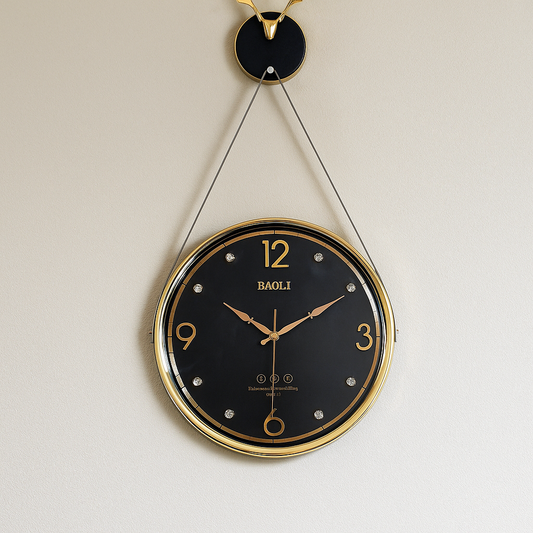 Luxury Wall Clock with Golden Deer Antlers – BAGHE Design