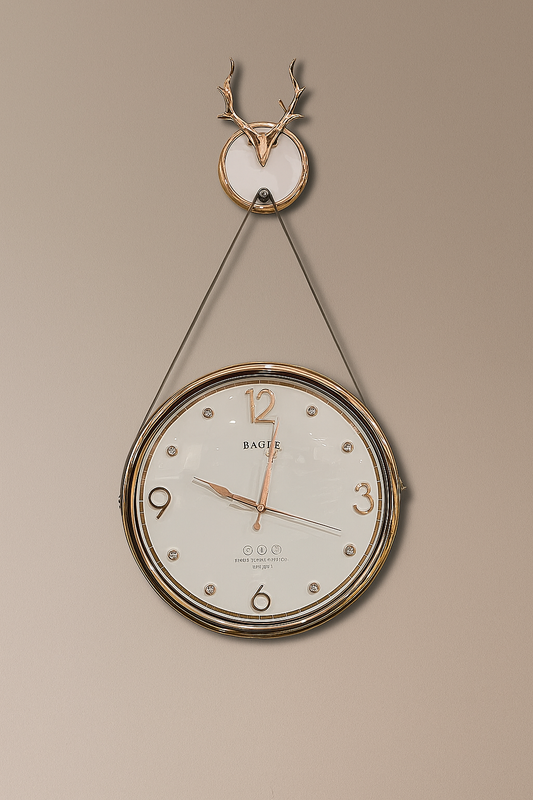 Luxury Wall Clock with Golden Deer Antlers – BAGHE Design
