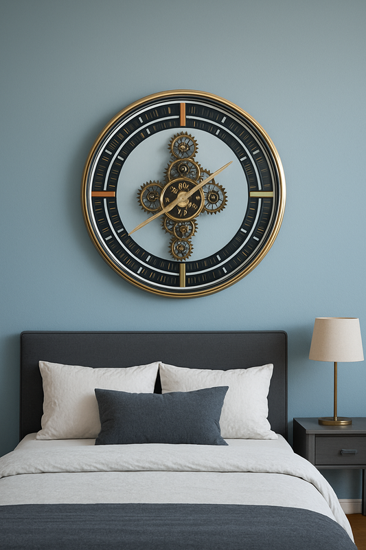Oversized Gear Wall Clock with Golden Frame – Luxury Industrial Design