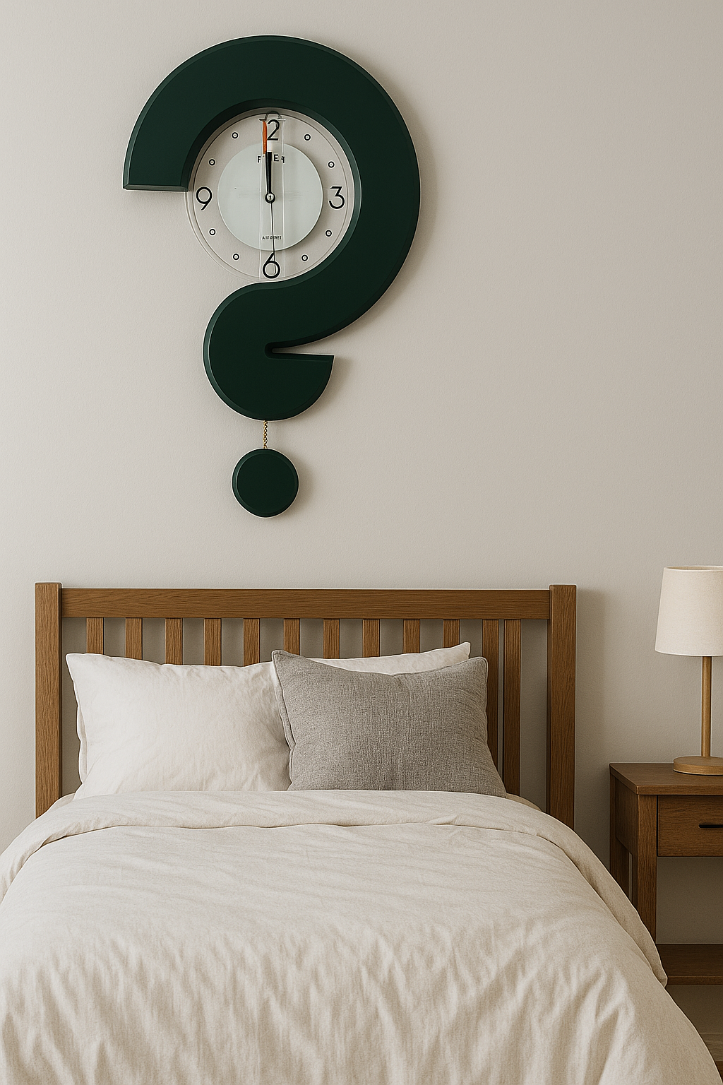 Creative Question Mark Wall Clock with Pendulum – Modern Designer Piece