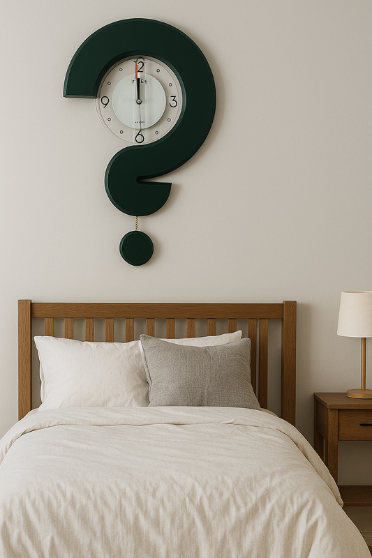 Creative Question Mark Wall Clock with Pendulum – Modern Designer Piece