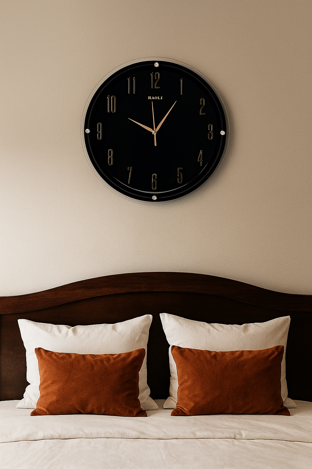Elegant Black Dial Wall Clock with Golden Hands – RAOLI Modern Design