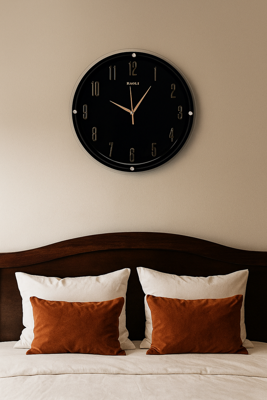 Elegant Black Dial Wall Clock with Golden Hands – RAOLI Modern Design