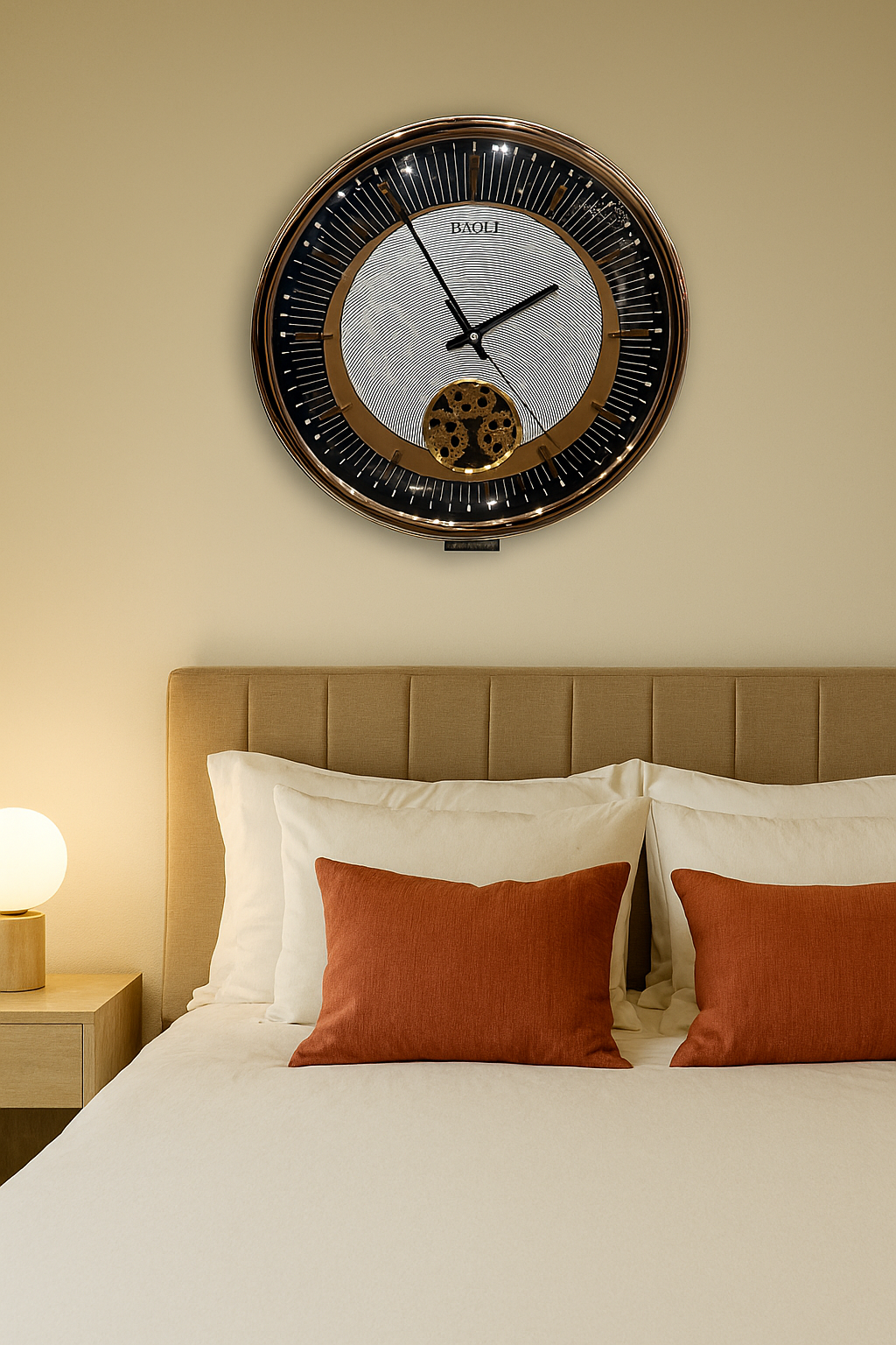 Luxury Modern Wall Clock with Golden Accents & Geometric Dial – BAOLI Design