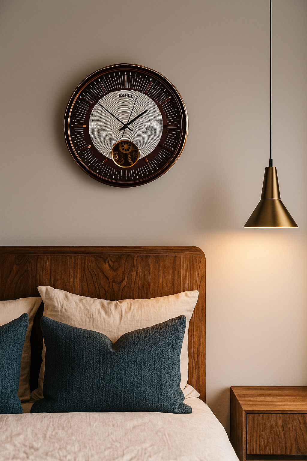 Luxury Modern Wall Clock with Golden Accents & Geometric Dial – BAOLI Design