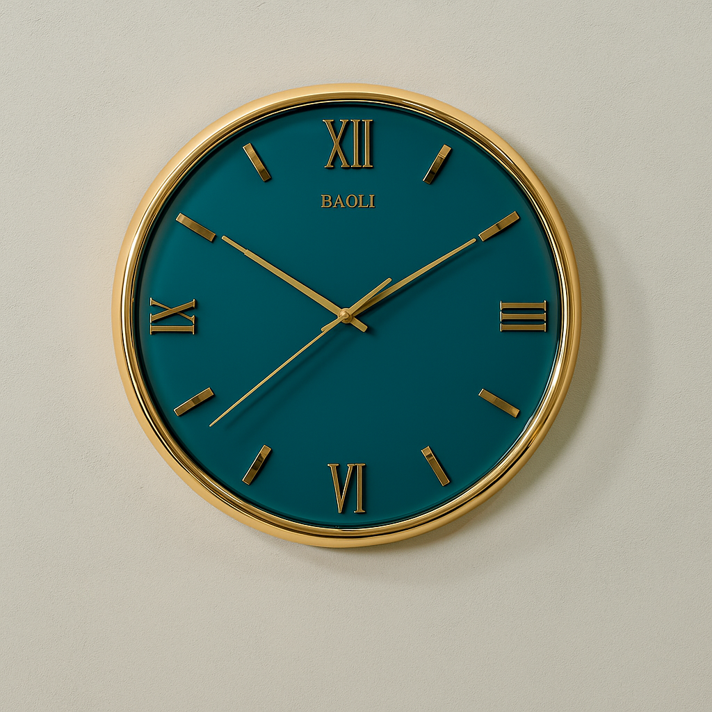 Classic Black & Gold Roman Numeral Wall Clock – BAOLI Luxury Design