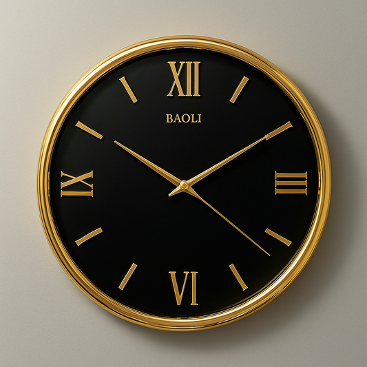 Classic Black & Gold Roman Numeral Wall Clock – BAOLI Luxury Design