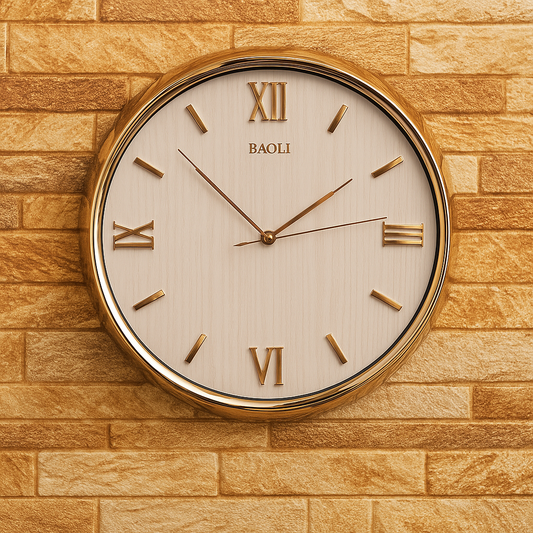 Classic Black & Gold Roman Numeral Wall Clock – BAOLI Luxury Design