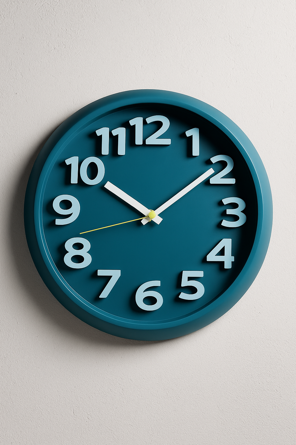 Bold 3D Number Wall Clock in Teal Finish – Modern Decorative Design