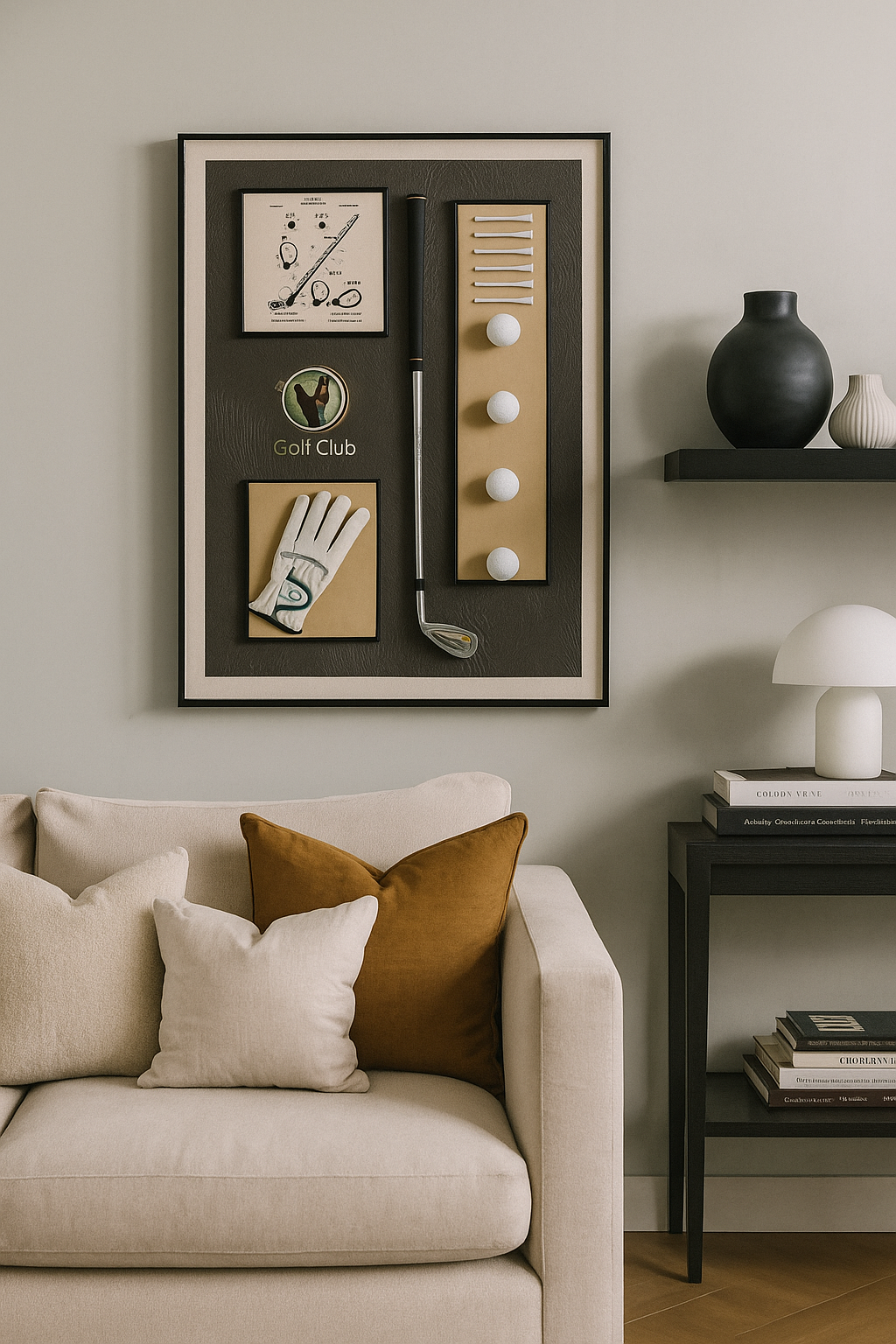 Golf-Themed Wall Frame – 3D Golf Club, Balls & Accessories Décor