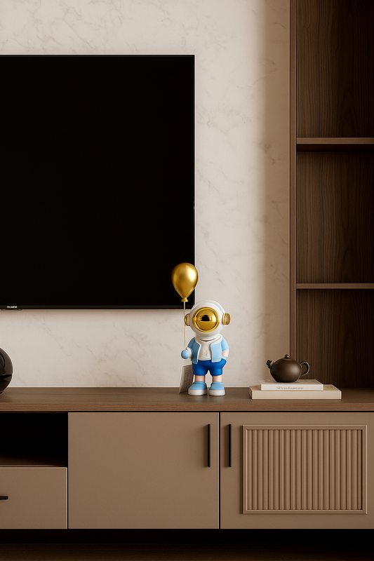 Astronaut Figurine with Golden Balloon – Luxury Modern Home Décor Statue