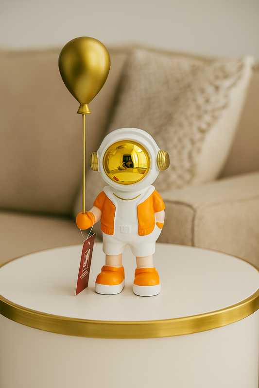 Astronaut Figurine with Golden Balloon – Luxury Modern Home Décor Statue