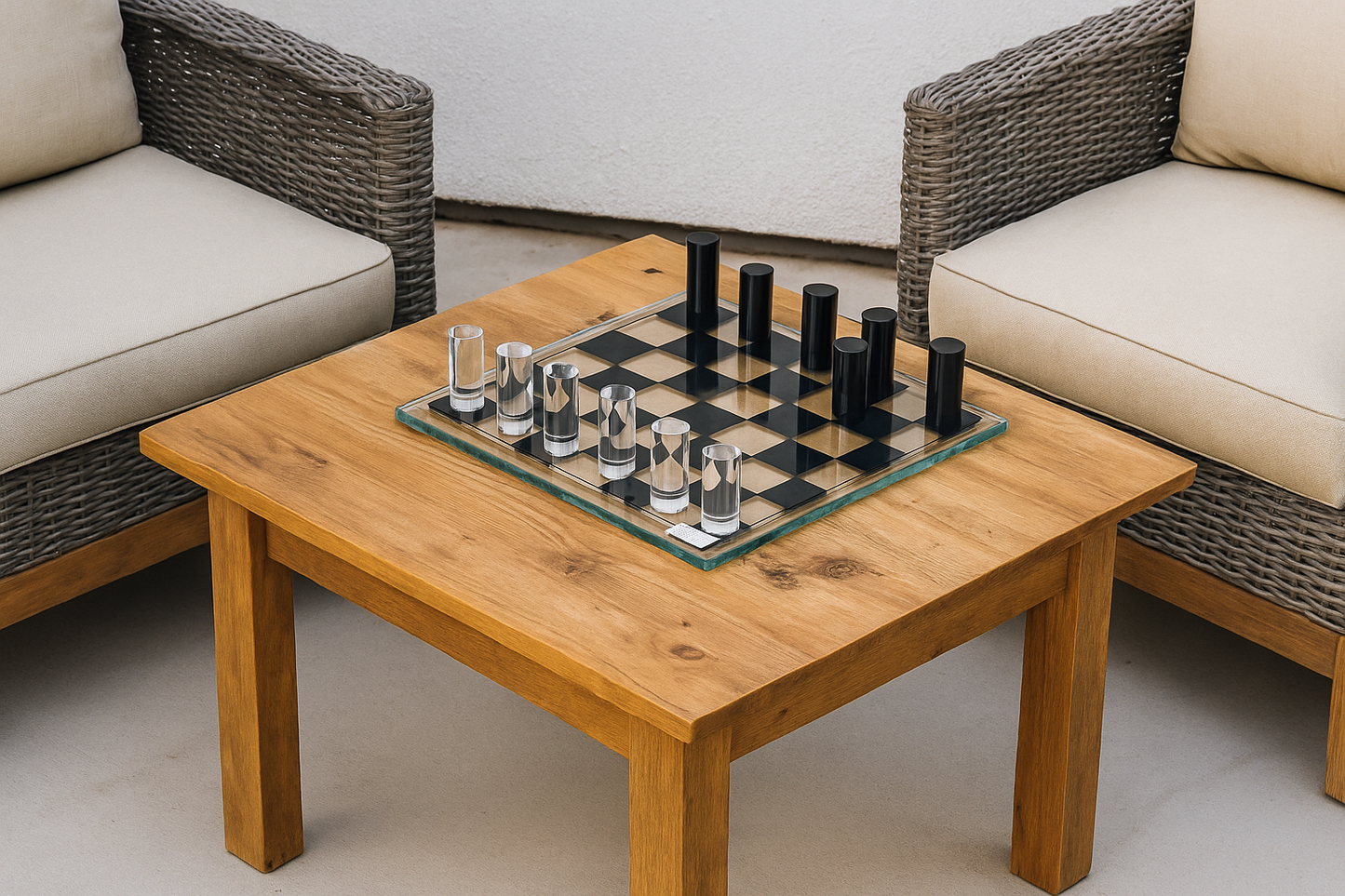 Luxury Glass Chess Set with Minimalist Black & Silver Pieces – Modern Game & Décor