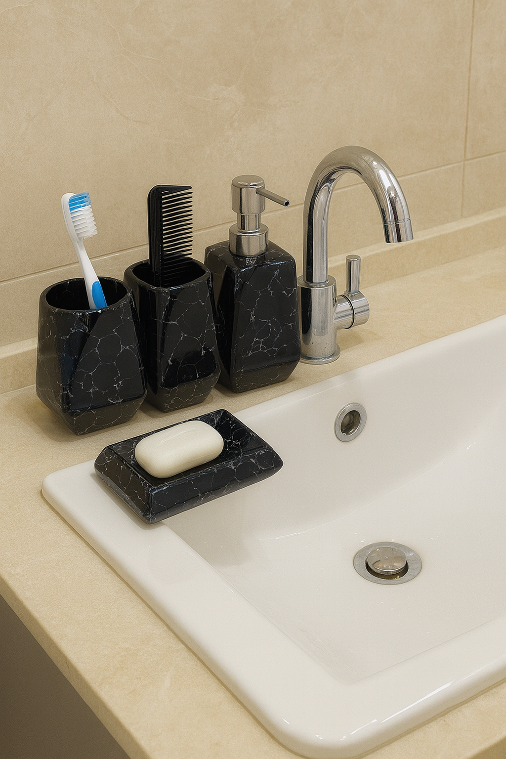 Marble Washroom Accessories Set of 4