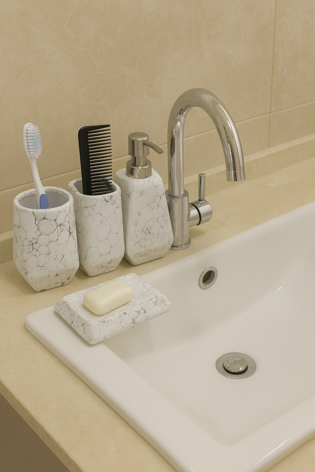 Marble Washroom Accessories Set of 4