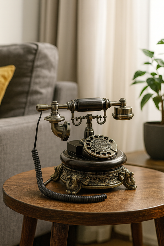Round Base Antique Rotary Telephone – Vintage Luxury Home Decor