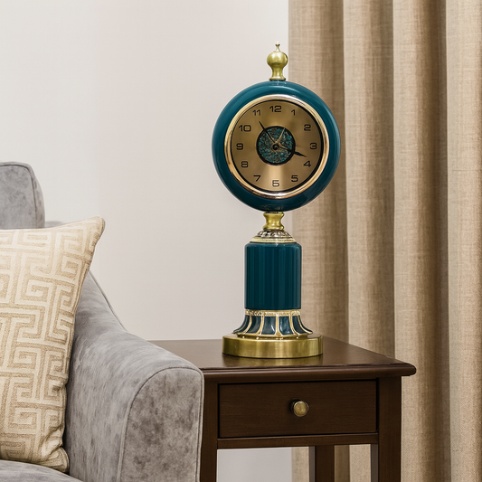 Luxury Decorative Table Clock – White & Gold with Royal Base