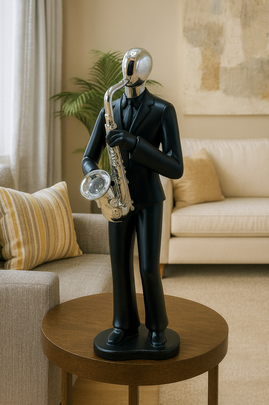 Saxophone Player Figurine – Modern Musician Sculpture Home Decor