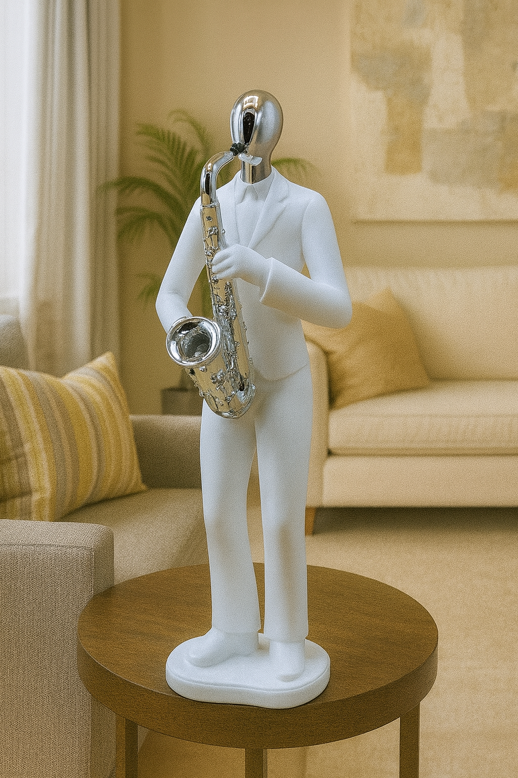 Saxophone Player Figurine – Modern Musician Sculpture Home Decor