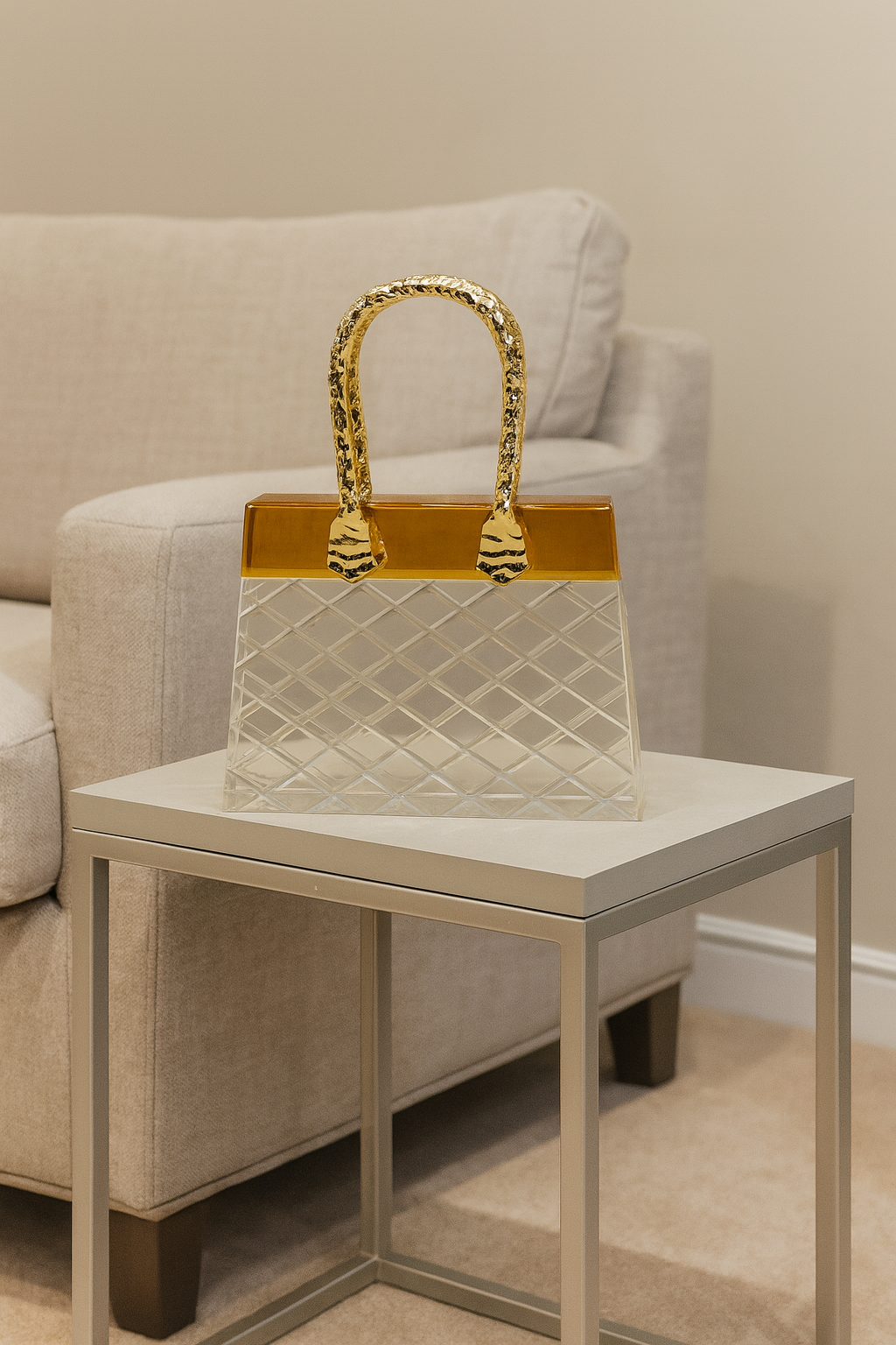 Luxury Handbag-Shaped Decorative Showpiece – Crystal & Accent Home Decor