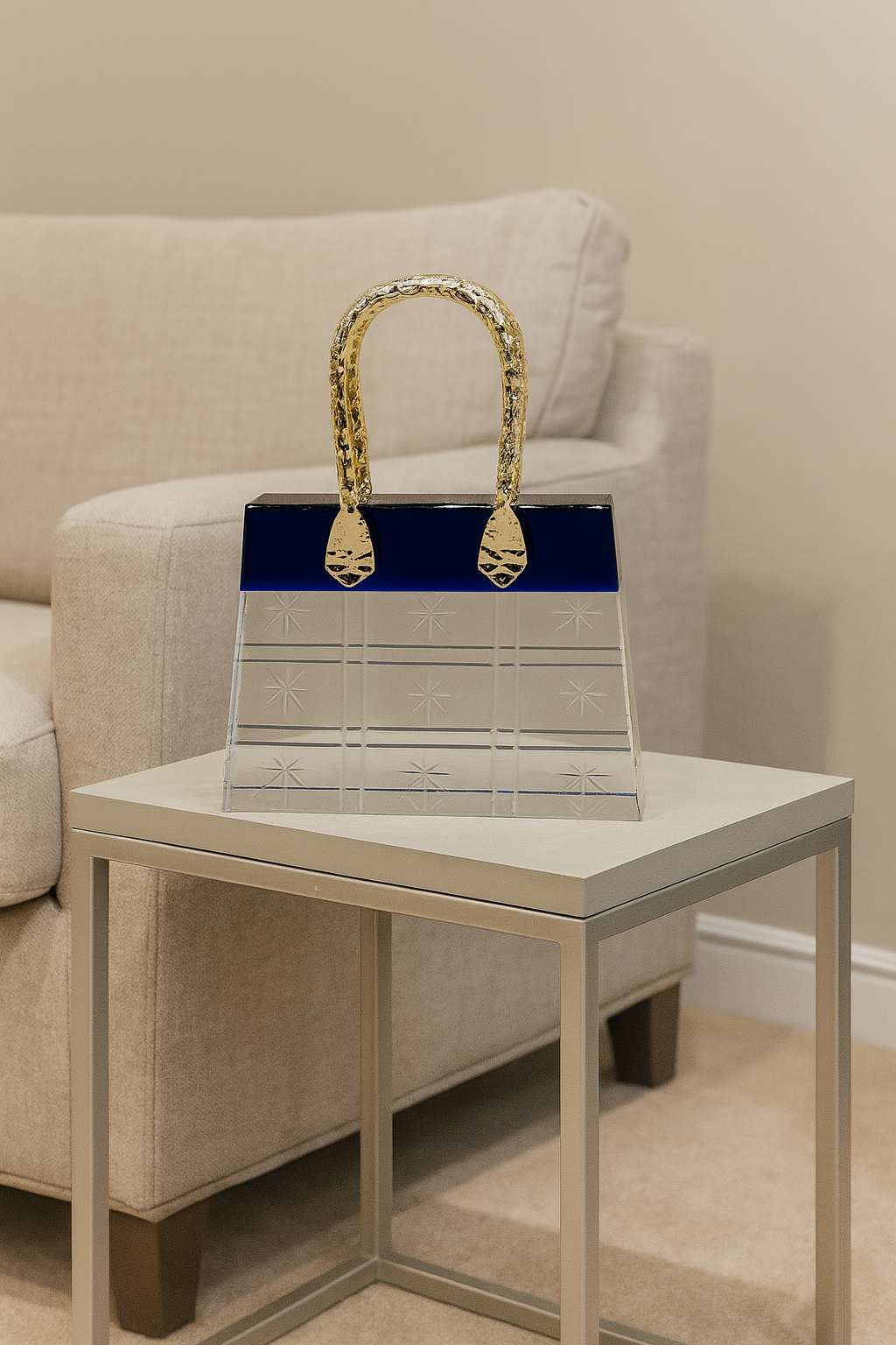 Luxury Handbag-Shaped Decorative Showpiece – Crystal & Accent Home Decor