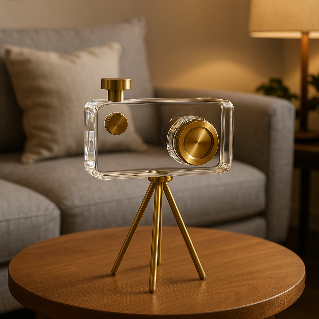 Modern Camera-Shaped Decorative Showpiece on Tripod – Resin Home Decor
