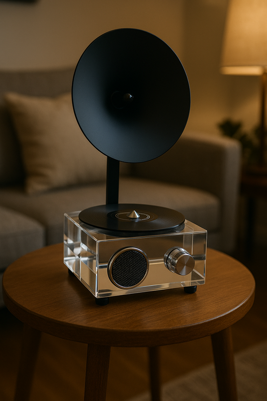 Luxury Crystal Gramophone Decorative Showpiece – Retro Music-Inspired Home Decor