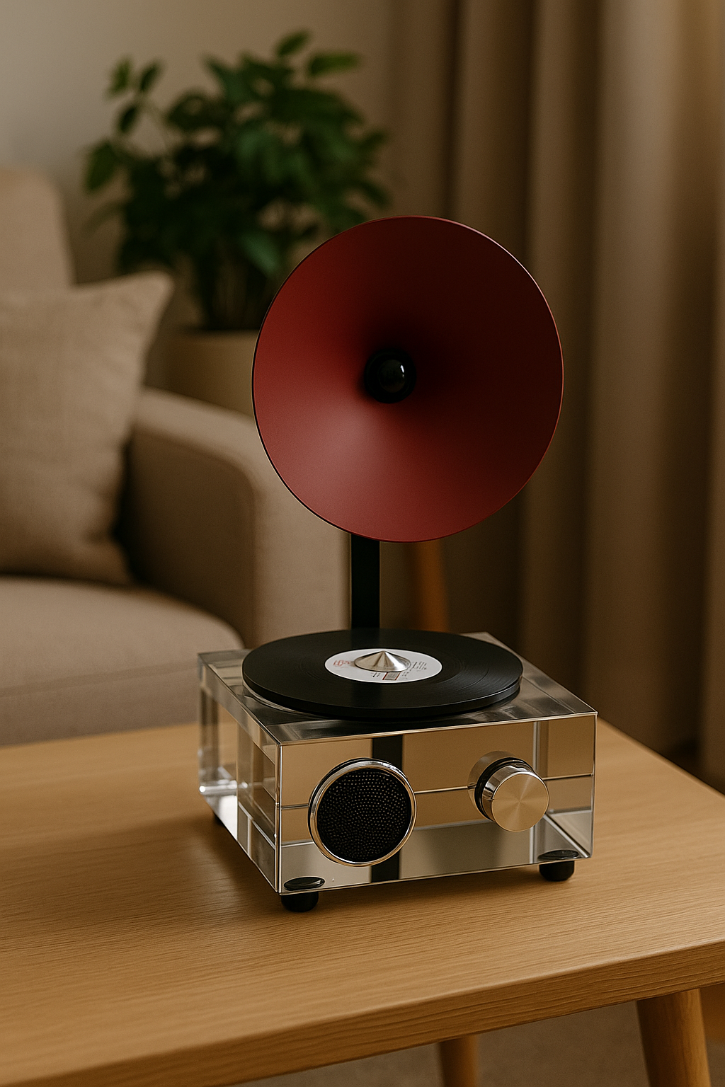 Luxury Crystal Gramophone Decorative Showpiece – Retro Music-Inspired Home Decor