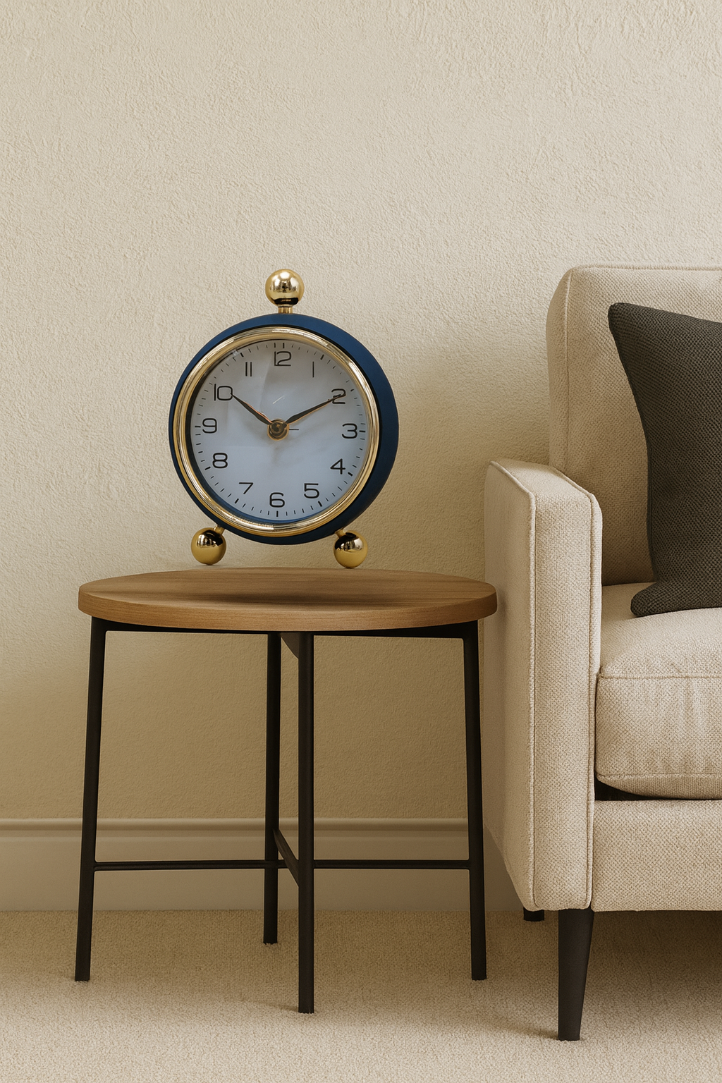 Retro Round Table Clock – Green with Golden Accents