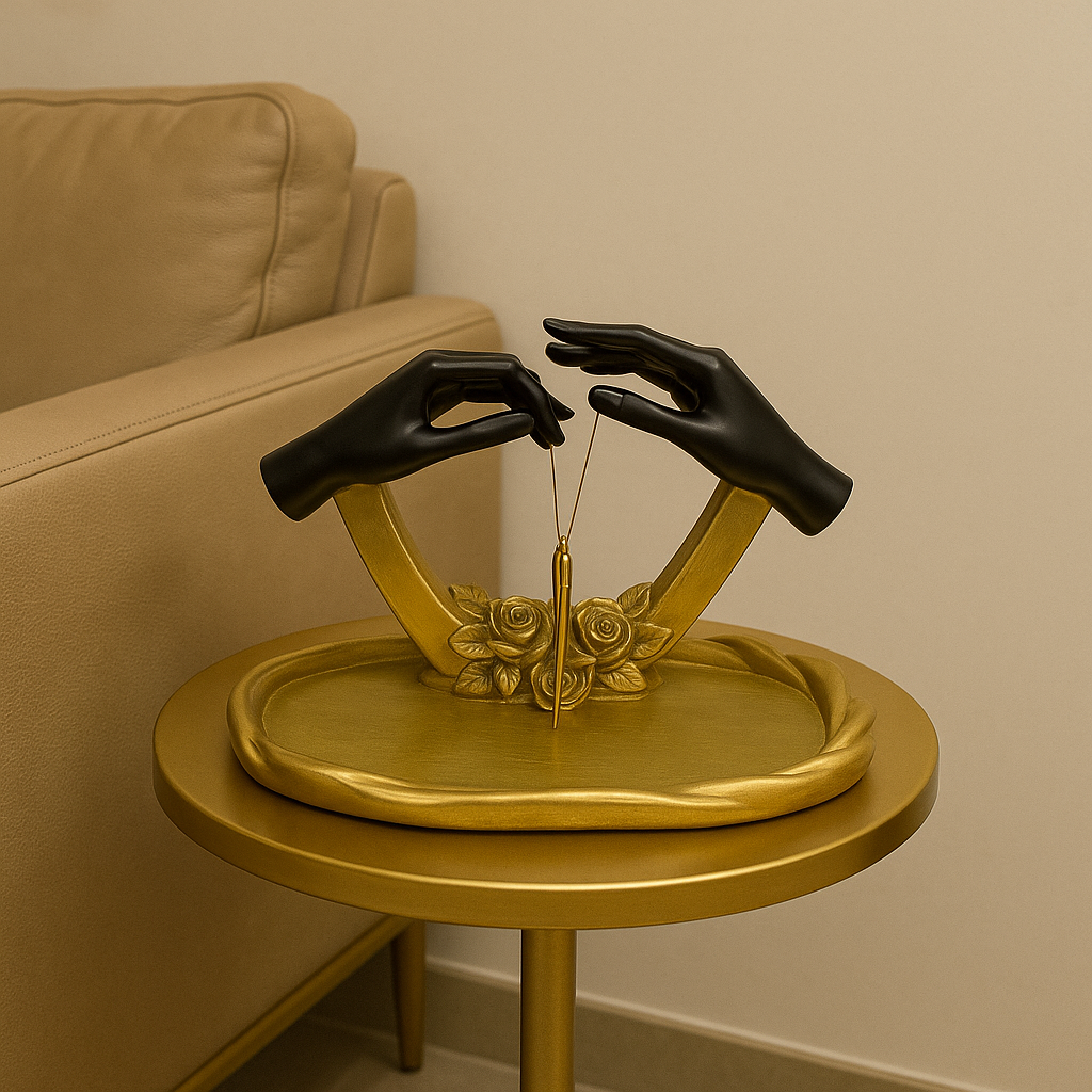 Elegant Black Hands & Gold Decorative Jewelry Dish