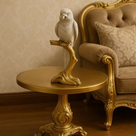 White Parrot on Golden Branch Decorative Figurine