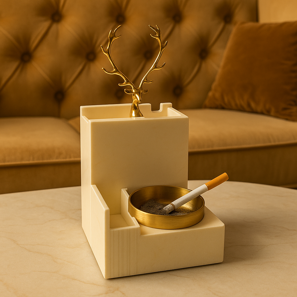 Elegant Deer Tissue Box Cover with Ashtray & Organizer