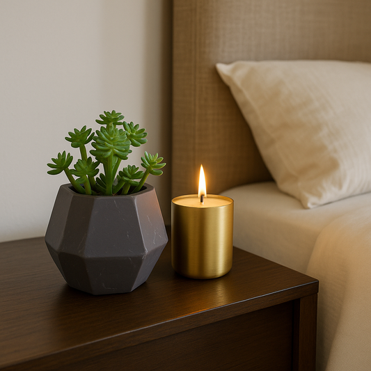 Modern Faux Succulent in Geometric Grey Planter