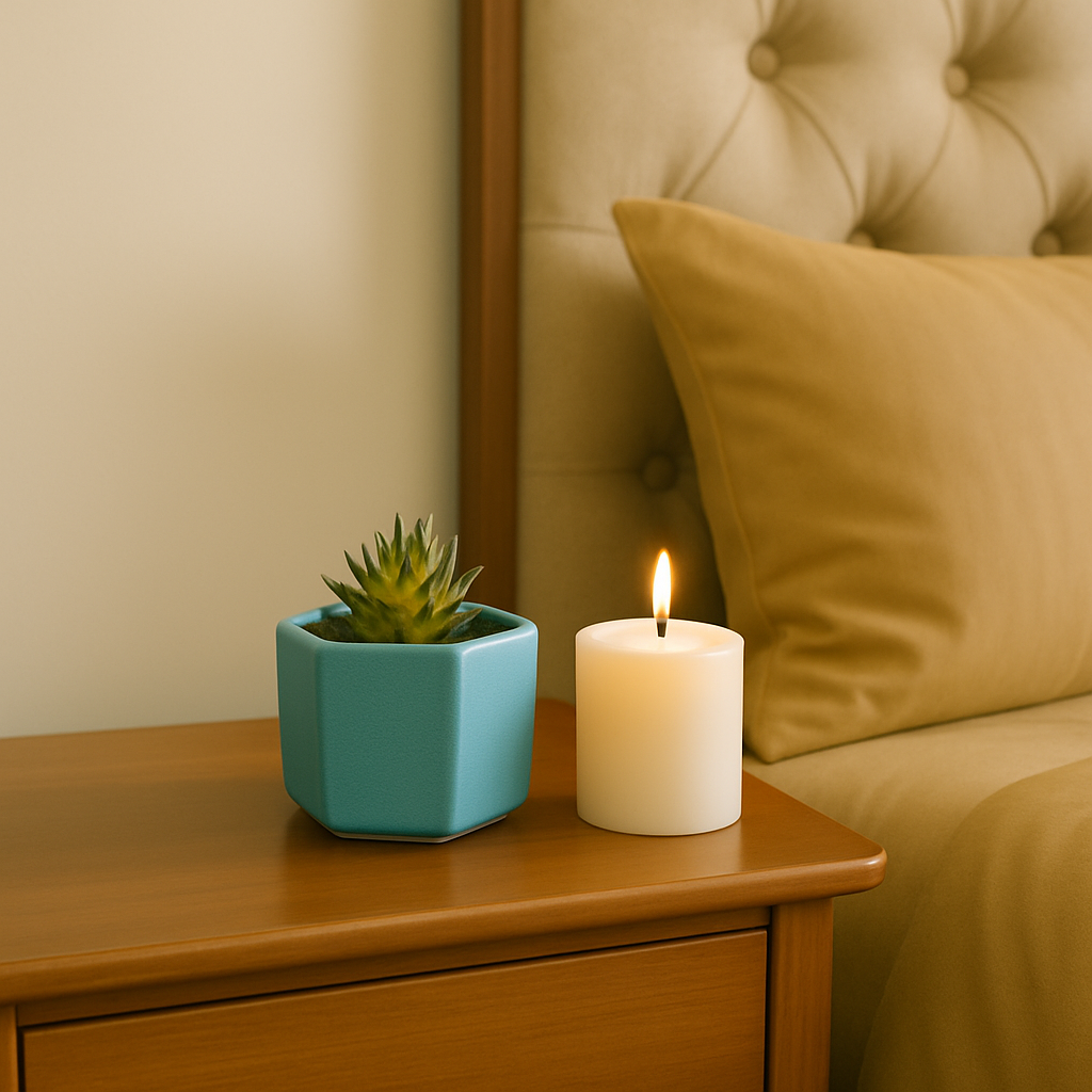 Modern Hexagonal Pot with Blue Artificial Succulent