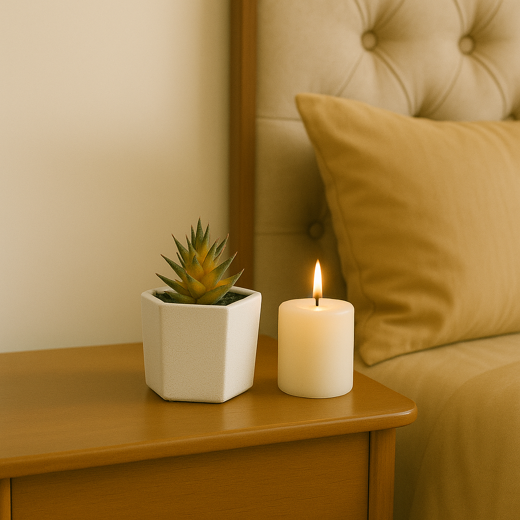 Modern Hexagonal Pot with Blue Artificial Succulent