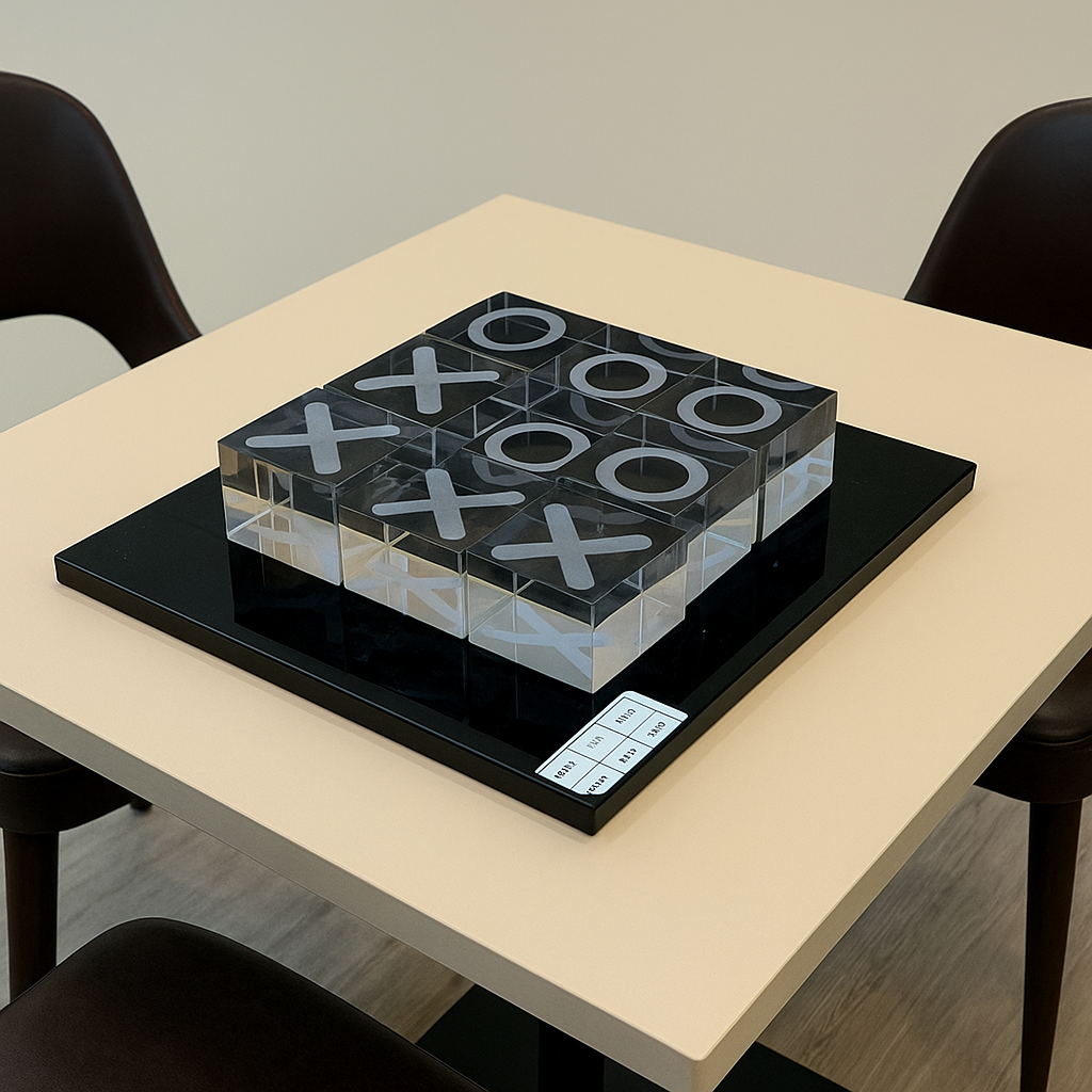 Luxury Glass Chess Set with Minimalist Black & Silver Pieces – Modern Game & Décor