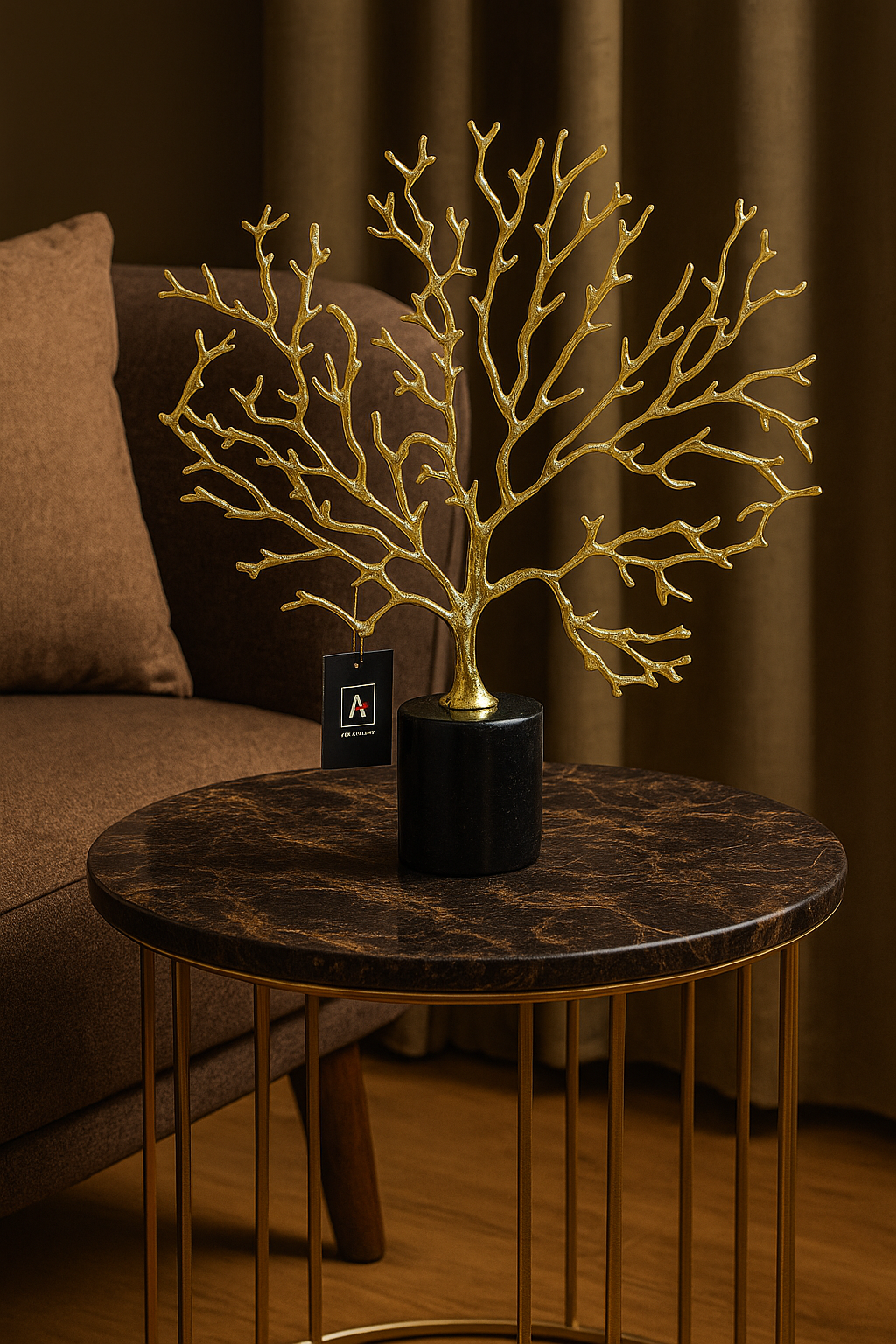 Golden Tree Sculpture – Elegant Decor Accent