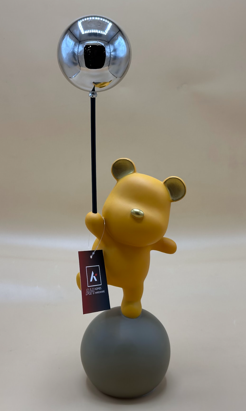 Red Bear Sculpture with Golden Balloon – Modern Decorative Showpiece