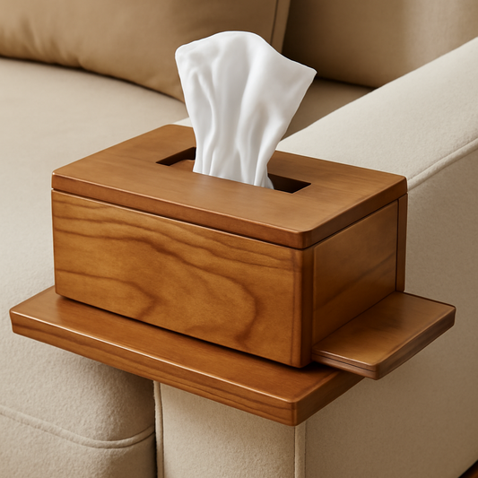 Natural Wood Rectangular Tissue Box Cover