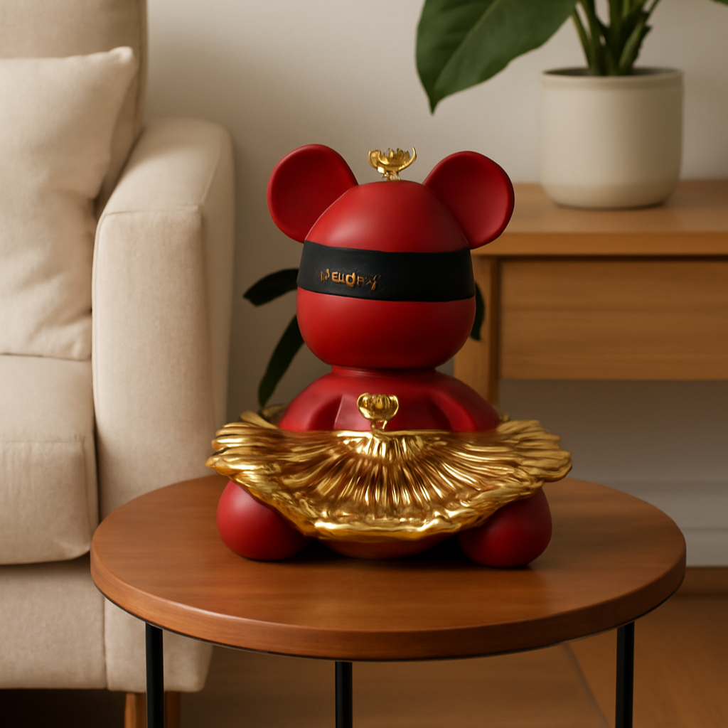 Adorable Bunny Butler Sculpture with Gold Leaf Tray - Fun Decorative Organizer