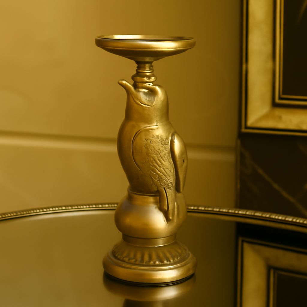 Elegant Golden Bird Decorative Candle Holder
