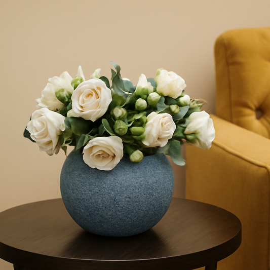 Artificial Rose Arrangement in Textured Vase