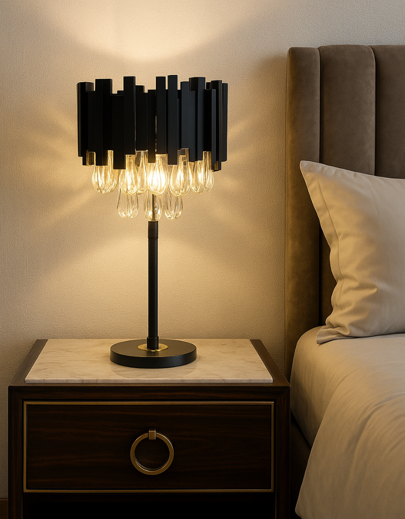 Modern Cylindrical Table Lamp - Gold/Brass Base & Ambient White Shade