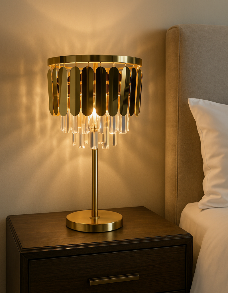 Modern "Water Droplet" Table Lamp - Elegant Gold Accent & Ambient White Shade
