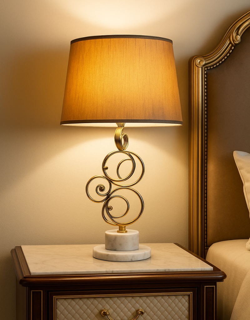 Elegant Crystal Bedside Table Lamp - Classic White Shade & Polished Base